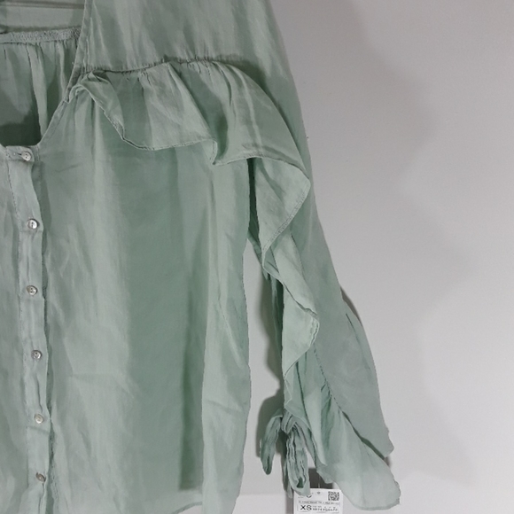 ZARA basic collection long sleeves ruffled top XS - Picture 3 of 10